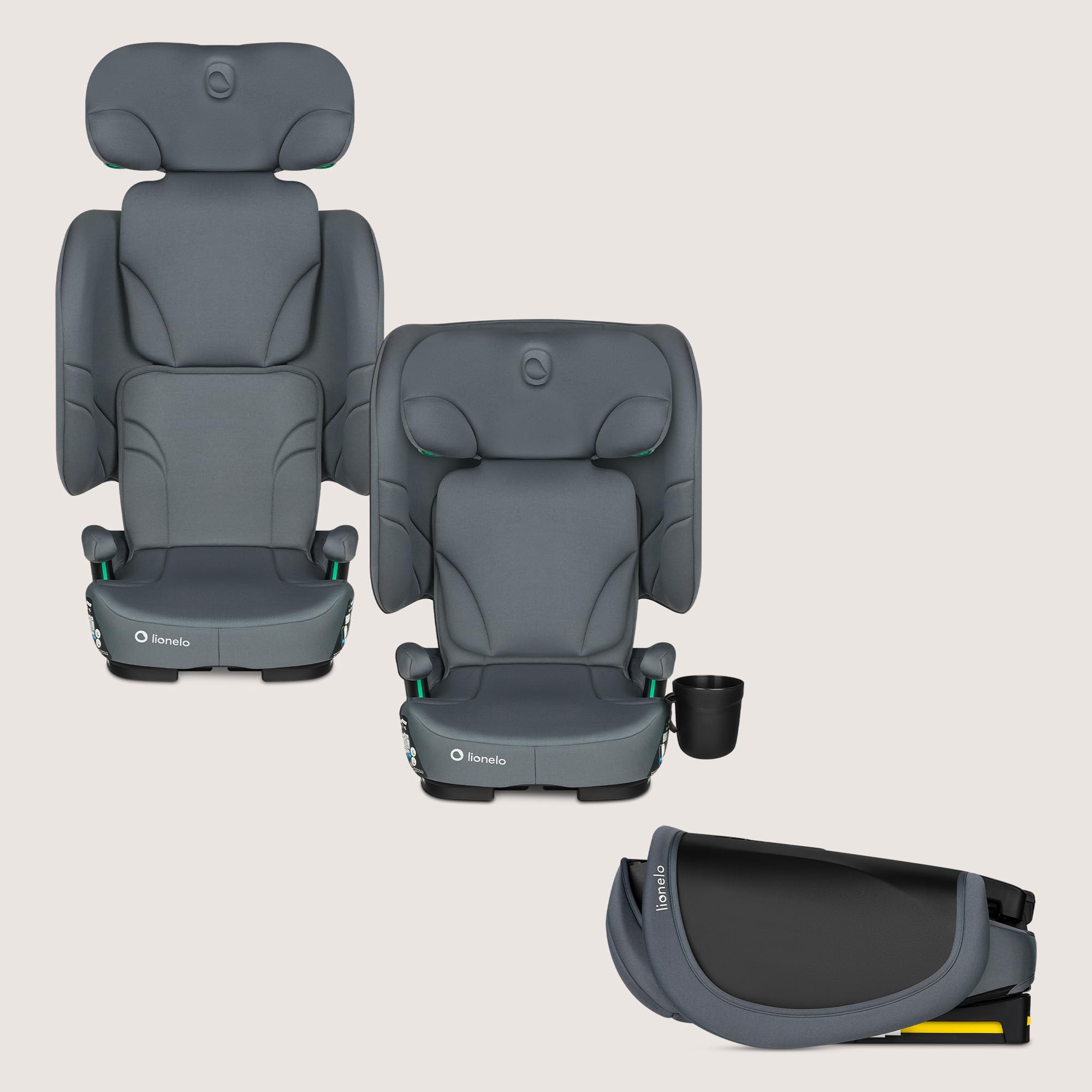 Lionelo Seggiolino Auto Pieghevole ORIN I-SIZE con ISOFIX per bambini 3,5-12 Anni, Reclinabile 4 Posizioni, Poggiatesta 14 Posizioni, Sfoderabile Lavabile, Borsa e Portabicchiere, i-Size 100-150 cm