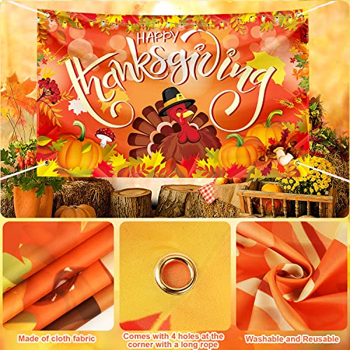 Image of Large Thanksgiving Banner Decorations Outdoor 72x44 Inch,Turkey Maple Leaf Pumpkin Decorations Gifts for Indoor Home House Decor Party Supplies,Yard Sign Background for Photography