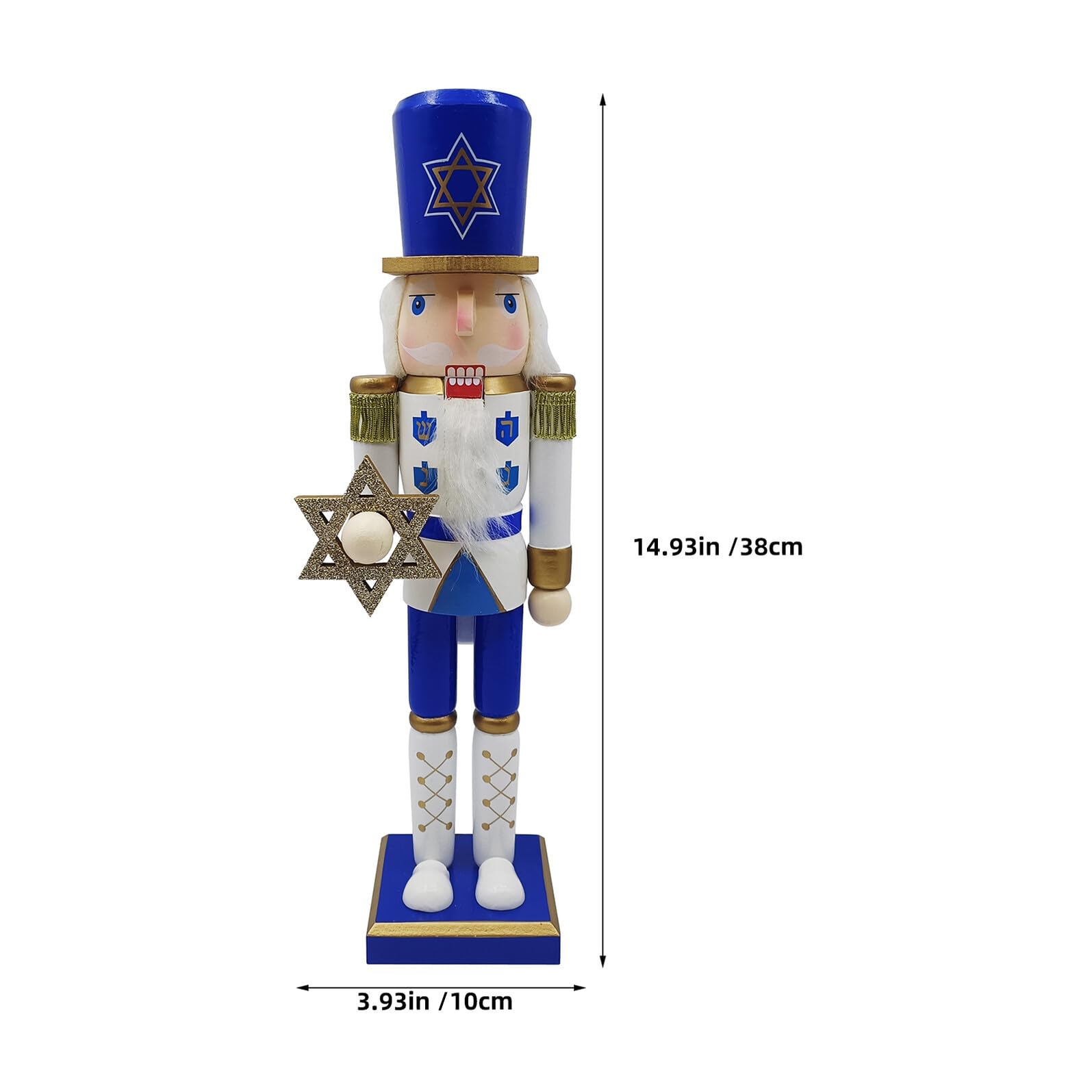 NUOBESTY Cascanueces de Hanukkah Madera Decoración Soldado Estrella David Fiesta Hogar
