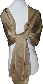 Russo Tessuti Bellissima Stola di Chiffon Fiammato Oro Bronzo Beige 2 x 0,70 mt