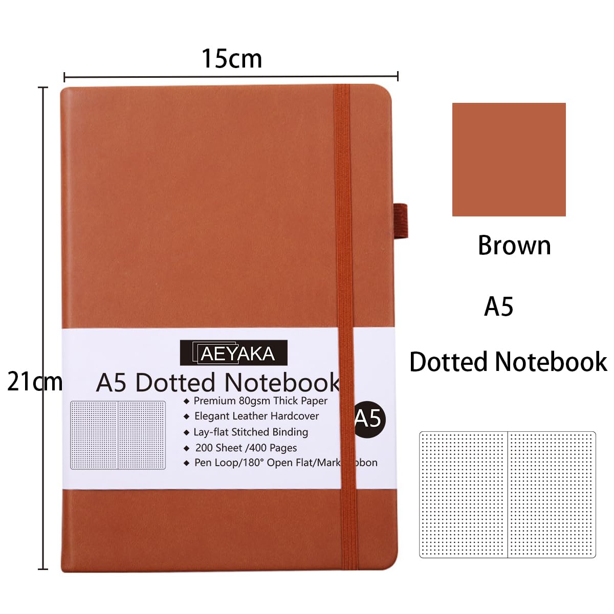 Bullet Journal - Cuaderno De Puntos A5 Con Tapa Dura De Piel Sintética Y Papel De Cuadrícula