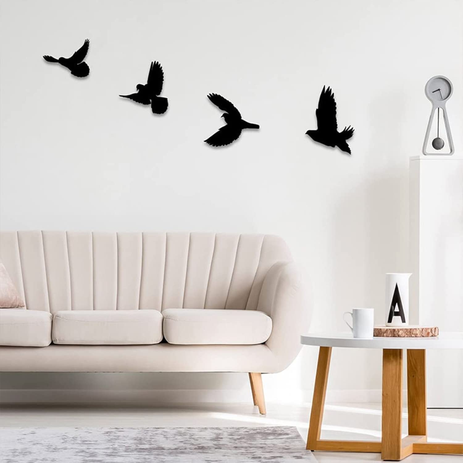Decorazione da parete con uccellini in ferro, 4 decorazioni moderne semplici da appendere in metallo, per interni e esterni
