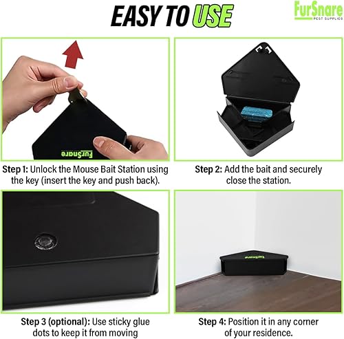 Miniatura 5 de Estación de cebo para ratones para exteriores e interiores con llaves, trampas para ratones para matar en interiores en casa, caja de cebo para