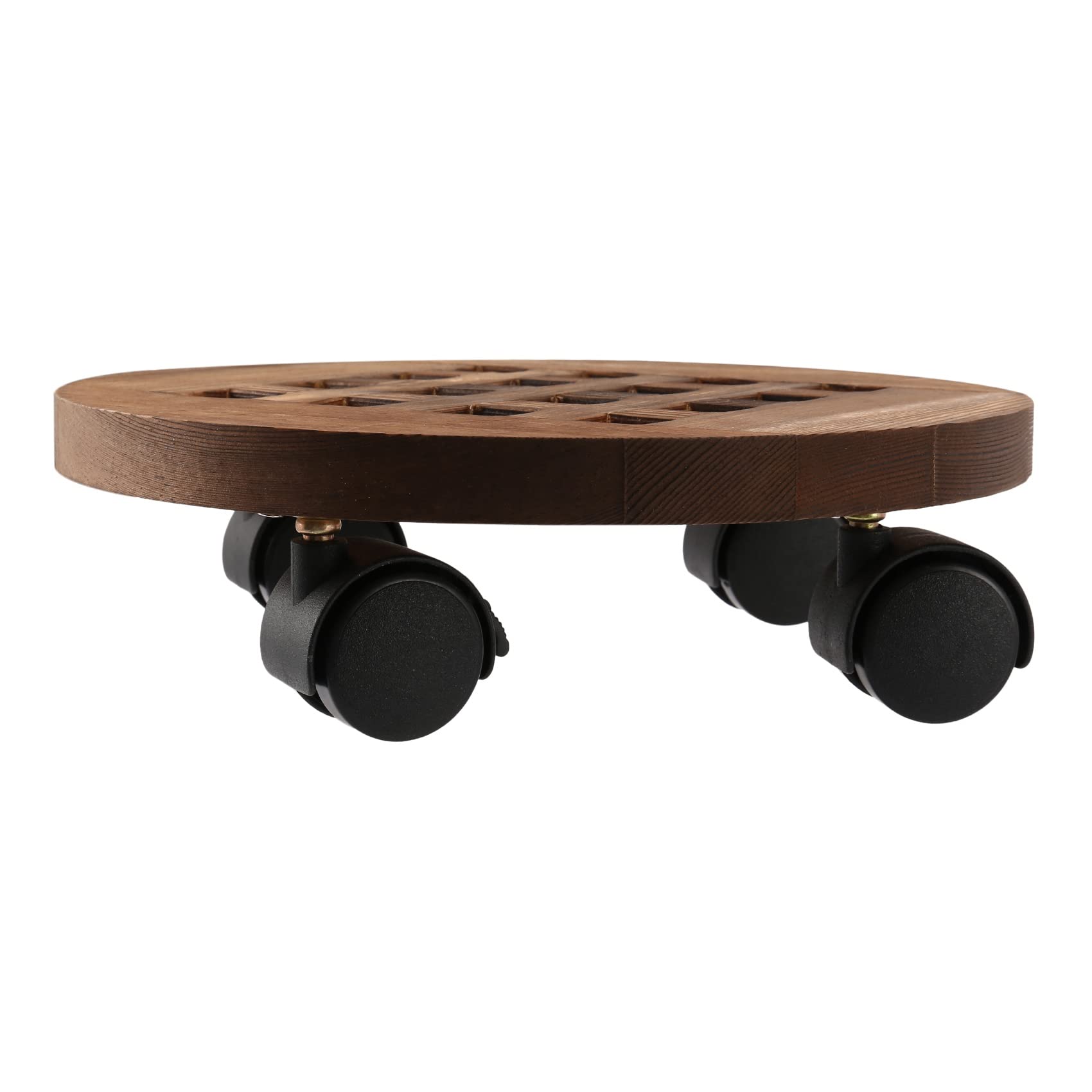 Pot de fleur en bois 25 cm avec roues et plateau amovible pour plantes