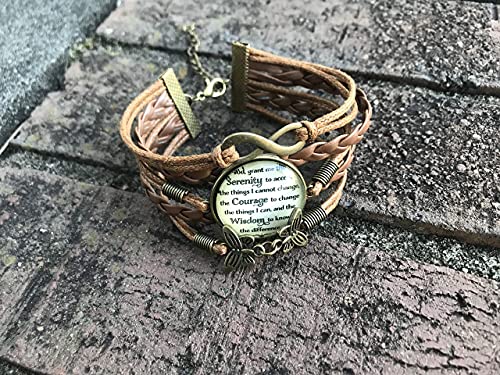 Serenity Prayer Leather Bracelet - Sobriety Gift for Women - AA NA Motivational Inspirational Addiction Recovery Gift4