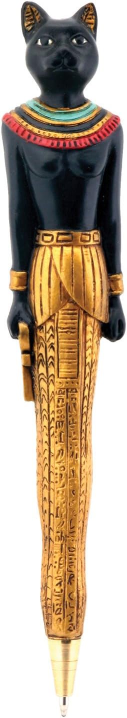 YTC Ancient Egyptian Bastet Black and Gold Pen (Set of 6 Similar Designs)