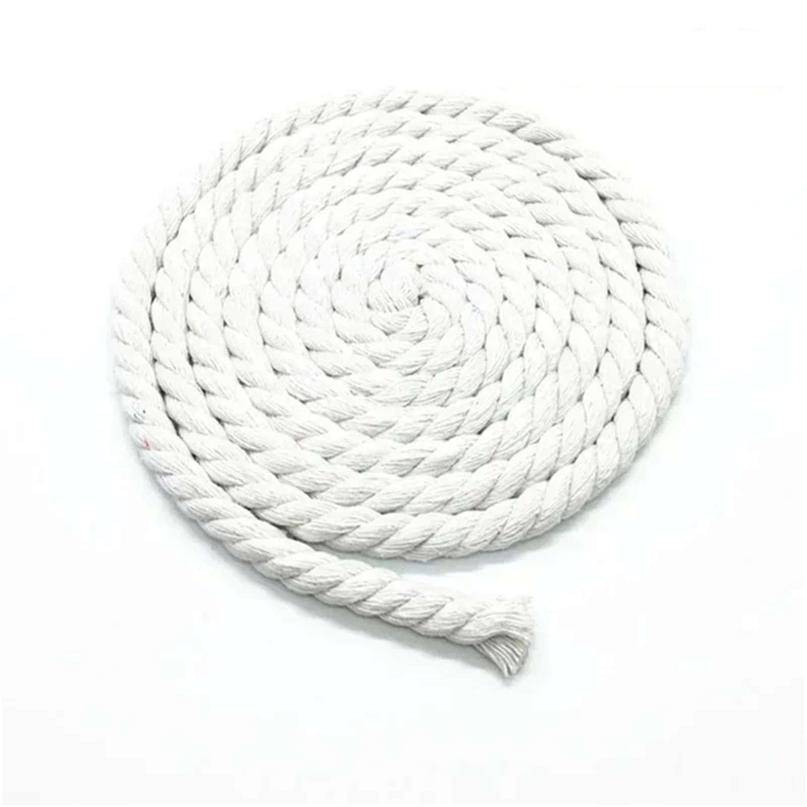 Twisted Cotton Cord 5Meters 5-20mm Colored Cotton Rope 3 Shares Twisted Cord DIY Decoration Macrame Ropes(White,20mm-2Meters)