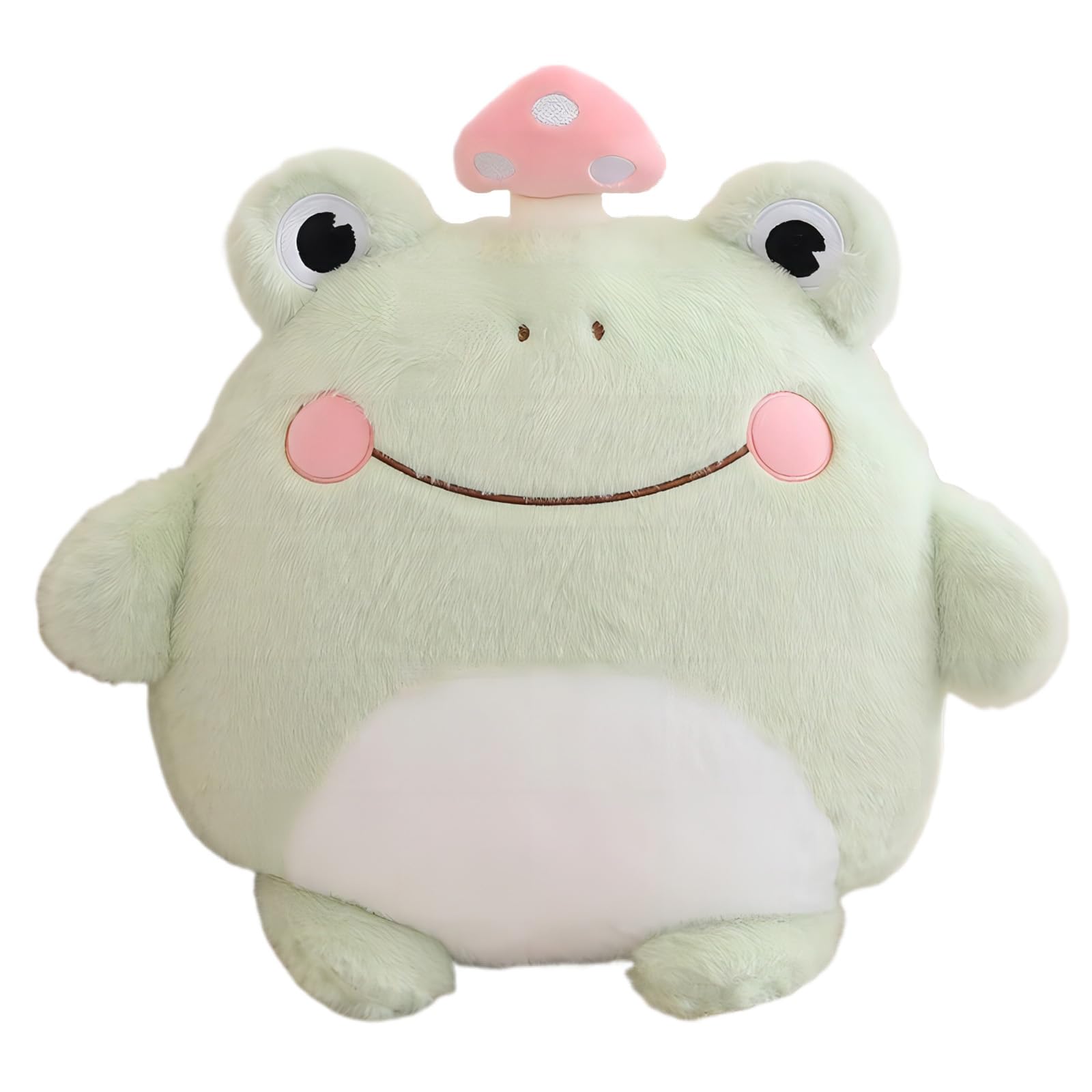 Aiuidun Frog Plush Pillow,Cute Stuffed Animal with a Small Mushroom on Its Head,Super Squishy Frog Plushie Cushion for Kids and Adults