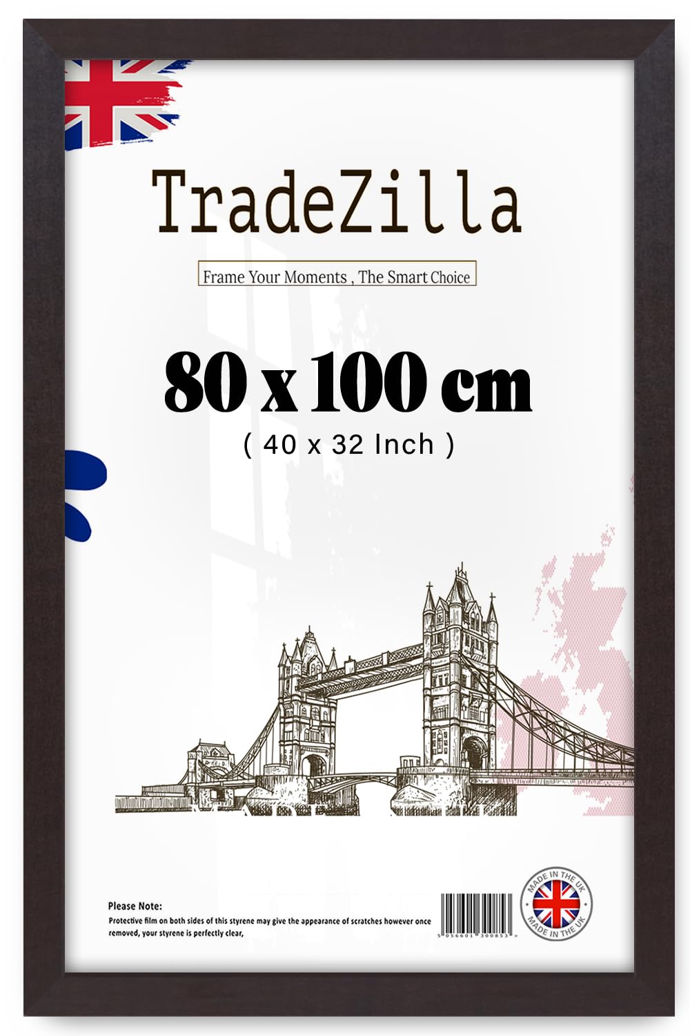 TradeZilla | MDF Poster Frame (80 x 100 CM) Elegant Picture Frame for Home, Office & Art Gallery Wall, MDF Wood Finish, Hanging Hooks for Easy Installation [ Mahogany ]