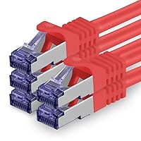 1aTTack.de Cat.7 Cavo di Rete 2m - rosso - 5 Pezzi - Ethernet LAN Cat.7 SFTP PIMF