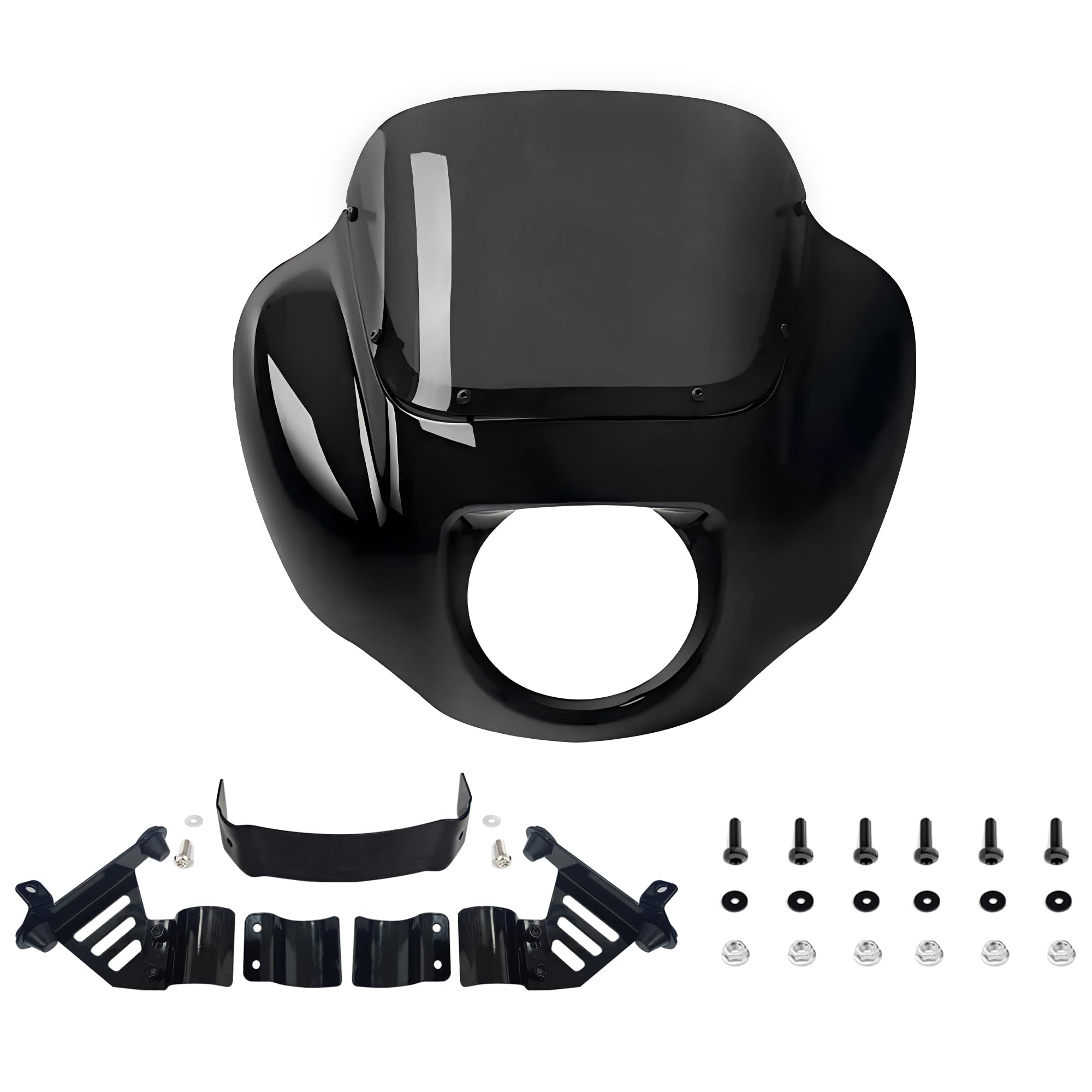 FATECIM Headlight Quarter Fairing with 9" Smoke Windshield &amp; Bracket Mount For Harley 2018-2020 2025 Street Bob FXBB, 2021-2024 Street Bob 114 FXBBS, 2020-2024 Softail Standard FXST