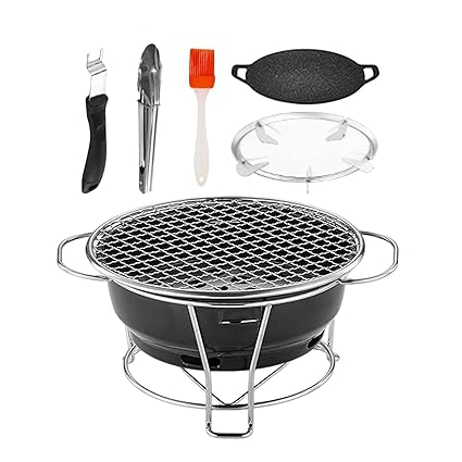 CALANDIS Korean Barbecue Grill Camping BBQ Stove Compact for Outdoor Picnic Backyard with Pot Rack Pan