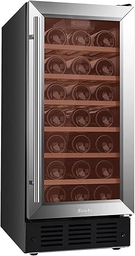 Refrigerador de vino clásico para debajo del mostrador de 15 pulgadas de ancho, 31 botellas debajo del gabinete, enfriador de bebidas de vino