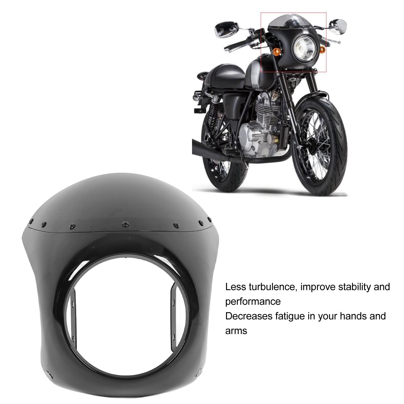 7 Inch Motorfiets Koplamp Kuip Universele Motorfiets Motorfiets Voorruit Koplamp Kuip Koplamp Beschermhoes Voor Ronde Koplampen Motor(Glanzend zwart transparant