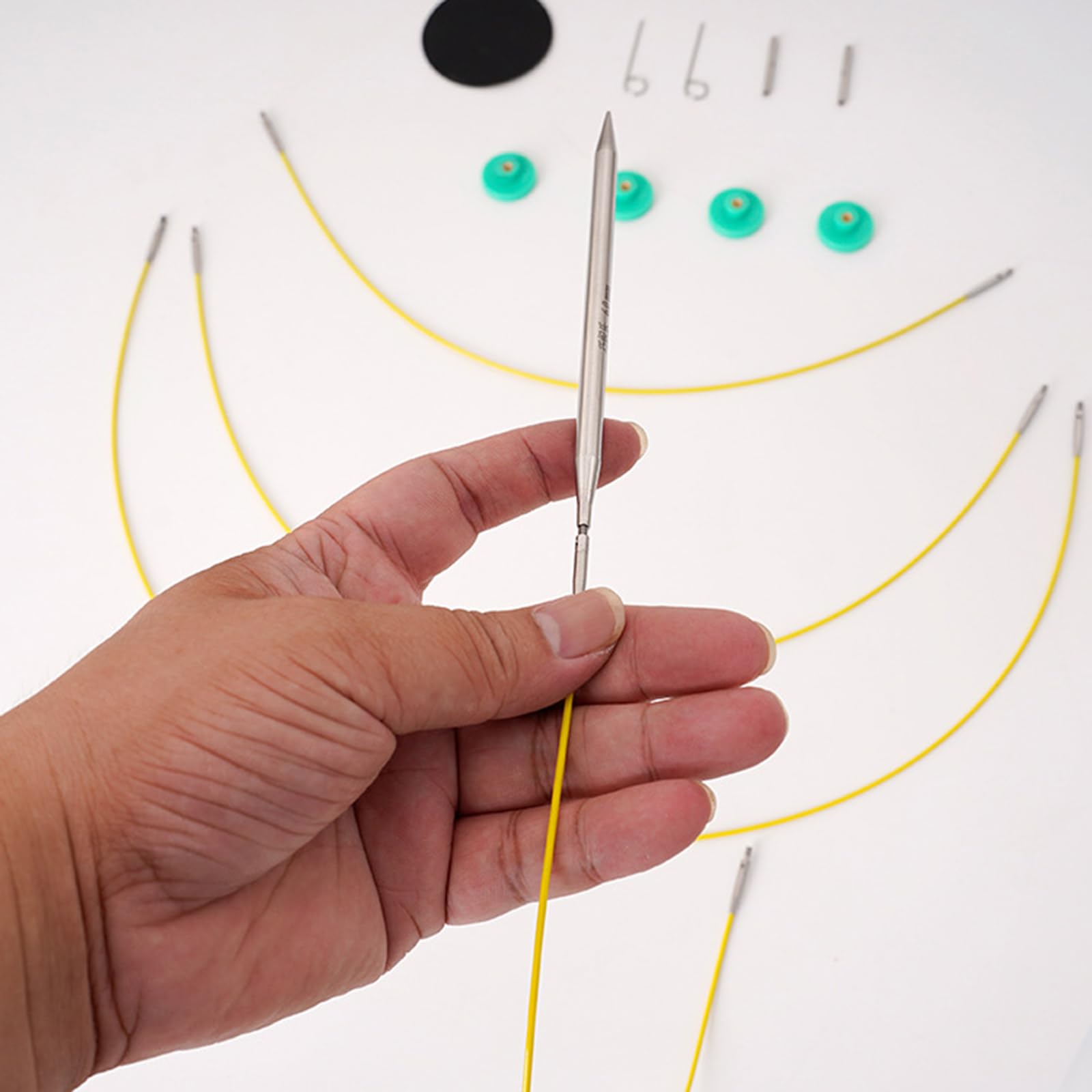 Juego de agujas circulares de acero inoxidable, kit de 20 piezas con estuche de almacenamiento para proyectos de punto y ganchillo