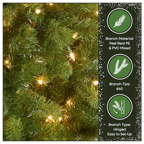 National Tree Company 6.5 ft Pre-Lit Downswept Douglas Fir Slim Artificial Christmas Tree, 300 Clear Lights, 640 Tips, Includes Stand, Green by National Tree Company - Image 6