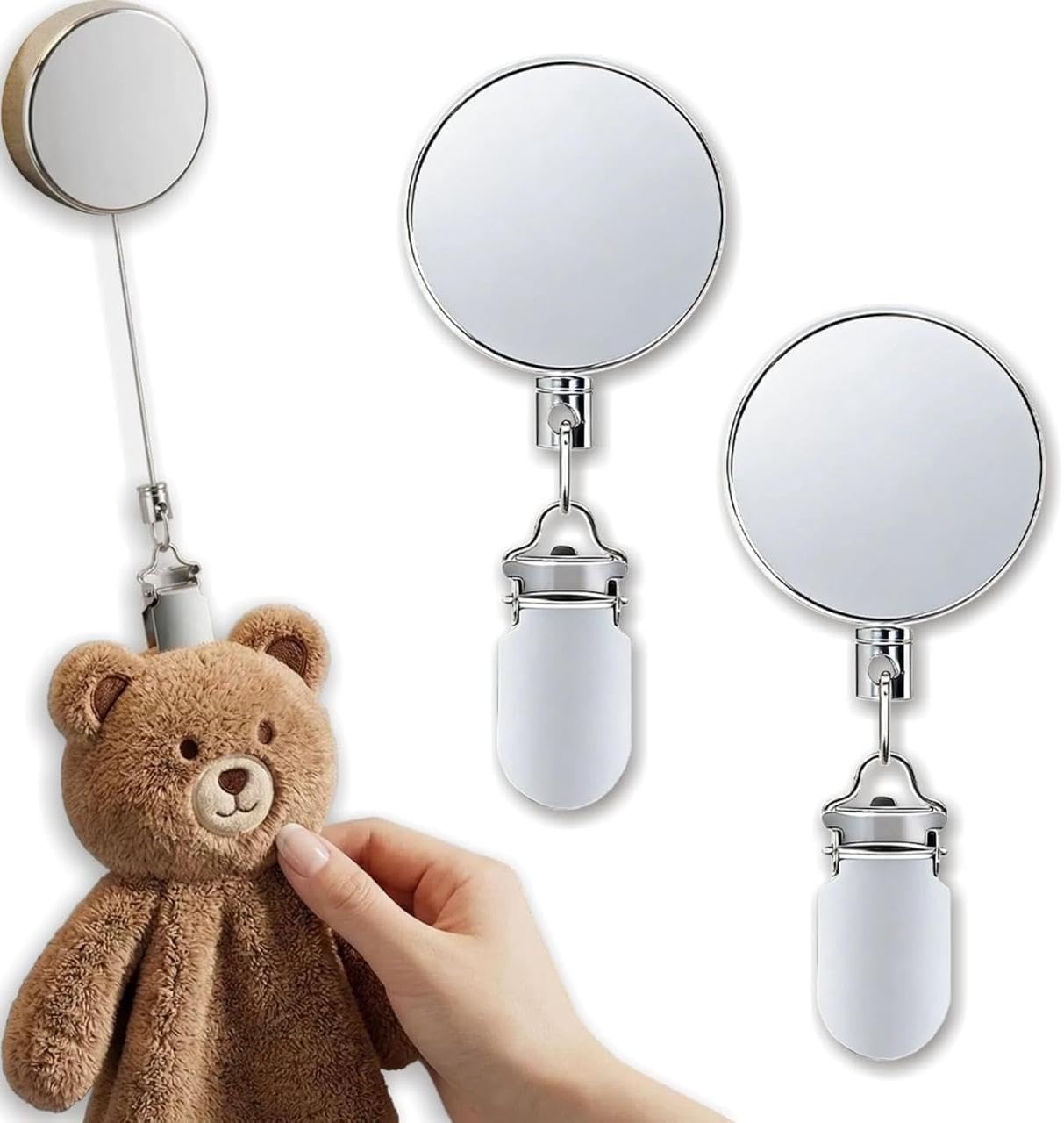 Ncry Stainless Steel Retractable Dish Towel Holder Clips, Self-Adhesive Wall Mount Towel Grippers with Heavy Duty Extension Cord, Multi-Purpose Pull Ring Towel Hangers for Kitchen, Bathroom-image-7