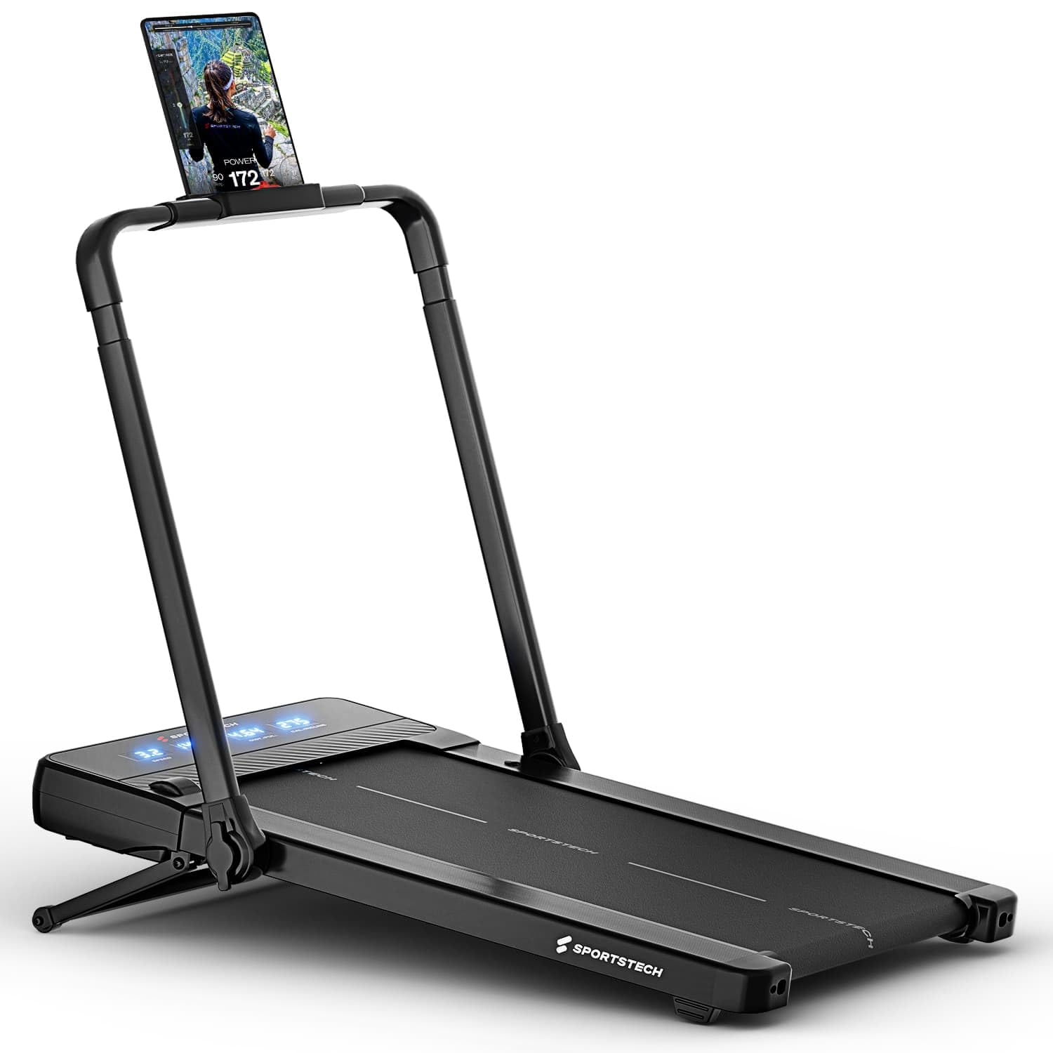 Sportstech Walking Pad mit automatischer Steigung, Laufband für Zuhause, Büro & Schreibtisch, klappbar, leise, Bluetooth, Fernbedienung, bis 130 kg, Heimtrainer Cardio Joggen, sPad500, sPad1000