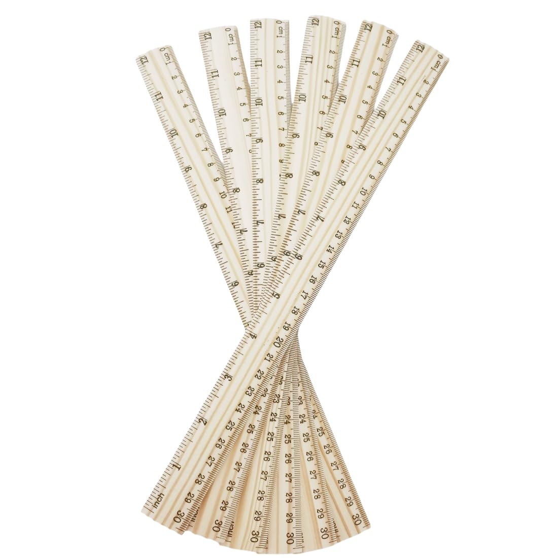 Yrlfiot 6 Pcs Wood Ruler, 12 Inch, Double-Sided, Accurate Scales, Classic Style, Wooden Construction - Image 4