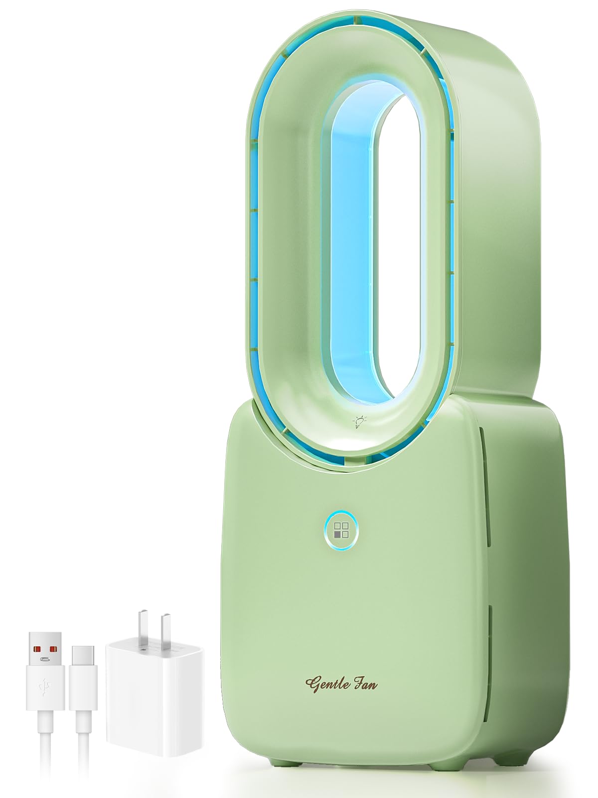 let'me Desk Fan, 11.8 Inch Portable Bladeless Fan Small Personal Cooling Fan with 5 Colors Touch Control LED Light, Quiet USB Table Fan for Home, Office, Bedroom Summer Gift