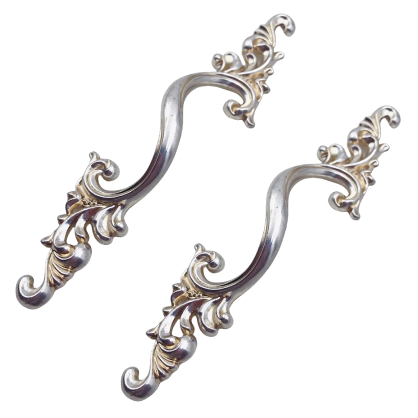2 Pcs Kitchen Cupboard Handle European Style Cabinet Handles Vintage Dresser Handles Wardrobe Door Handle Zinc Alloy Drawer Pulls for Bathroom Furniture Cabinet Cupboard (Antique Silver,Pitch:96mm)