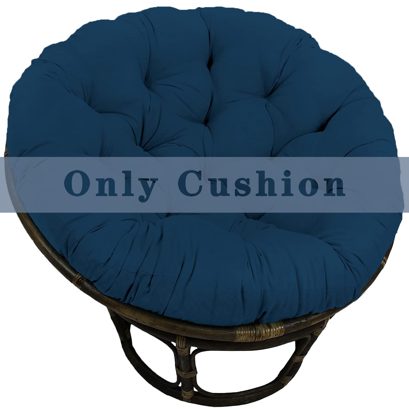( similar ) Papasan Chair Cushion Only 52 inch, 13.23lbs Overstuffed Round Papasan Chair Cushion Only, Thicken Papasan Seat Cushion for Relaxing (Navy Blue)