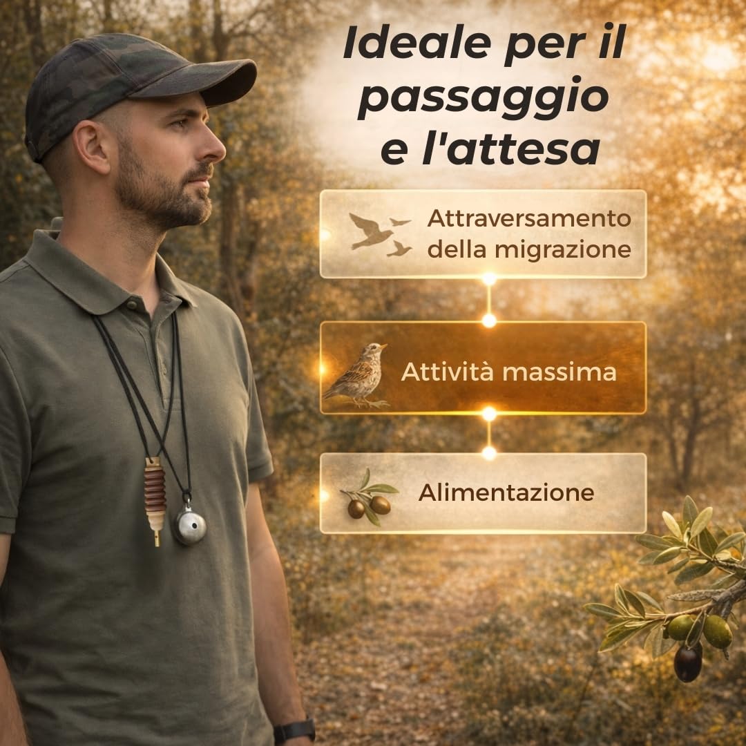Richiamo Tordo Manuale – Fischietto a Bocca con 2 Suoni Naturali per Osservazione Fauna e Interazione con Uccelli | Richiamo Tradizionale che Imita il Canto Naturale del Tordo con Cordino e Istruzioni