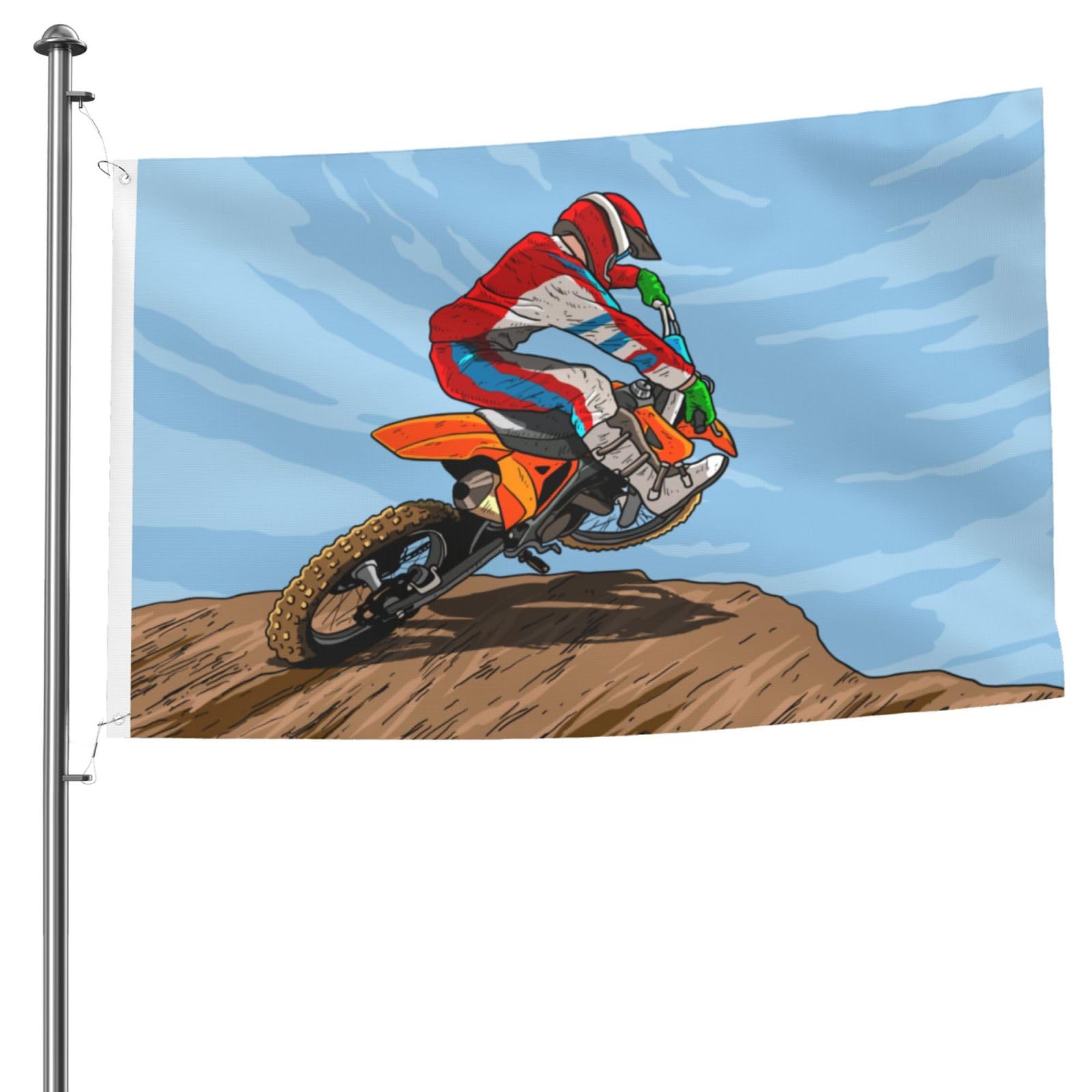 Bandera de motociclistas para evitar zonas sosas en el patio durante tus eventos estacionales