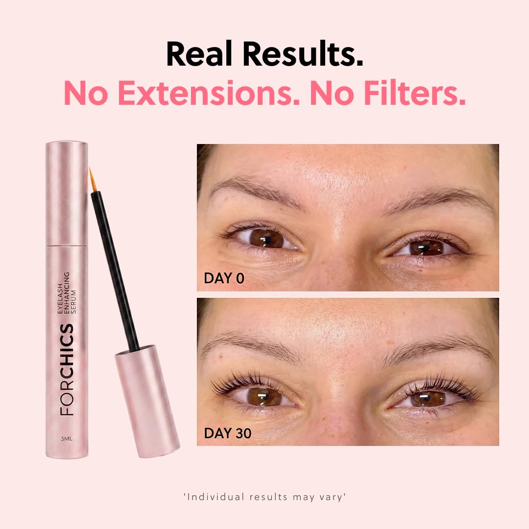 ForChics ForLash Eyelash Growth Serum – Lash Booster for Fuller, Thicker and Longer Eyelashes - Organic Lash Enhancer & Thickener | Wegański & Cruelty-Free [3 ml]