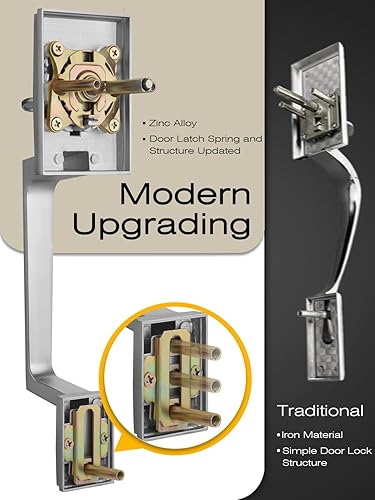 Miniatura 38 de Manija negra para puerta delantera, juego de manijas de puerta de entrada sin bloqueo, manija de puerta exterior negra, juego de manijas de puerta