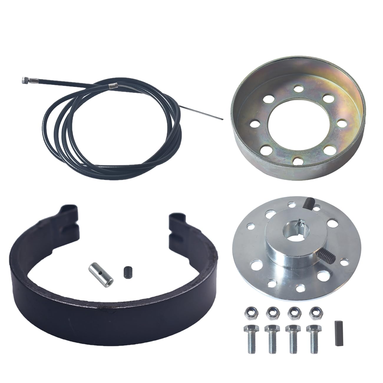 4" Band Brake PIn 4" Brake Drum 60" Brake Cable Sprocket Hub 3/4" Bore 3/16" Keyway for Go Kart Cart Yard Cart Mini Bike