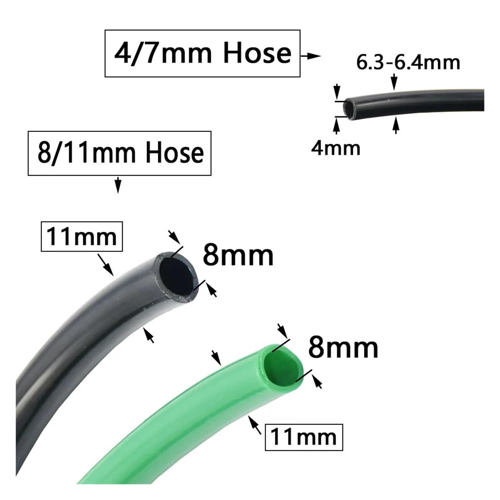 2m-50m 4/7mm 8/11 9/12mm tubería de PVC for riego de jardín aspersor de microtubo con Conector de Rosca de 1/2 ''3/4''(9I12 x 30M)