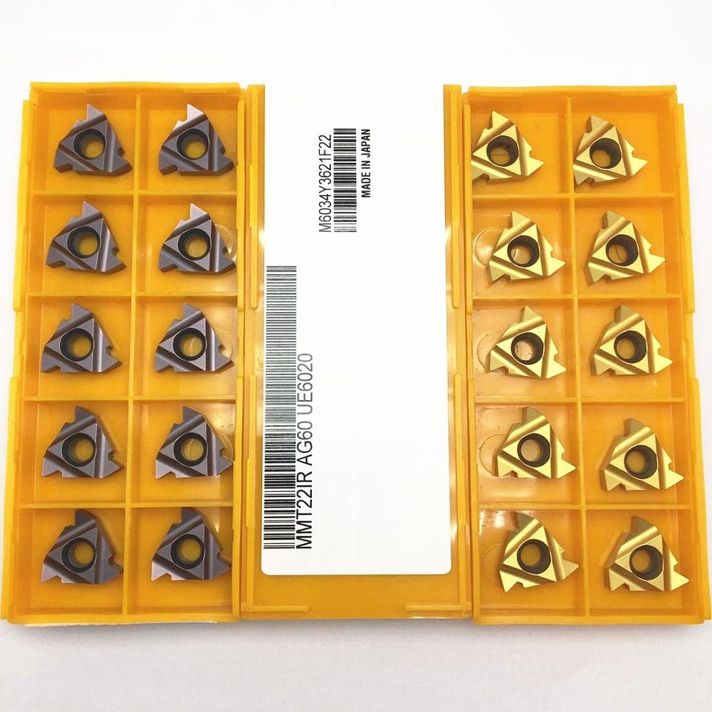 Tool Part for Threaded Inserts 11ER 11IR 16ER 16IR 22ER 22IR AG60 UE6020 US735 VP15TF Thread Lathe Cutting Tool CNC Thread Lathe Tool - (Insert Width(mm): 100PCS(10box) / Angle: MMT22IR AG60 UE6020)
