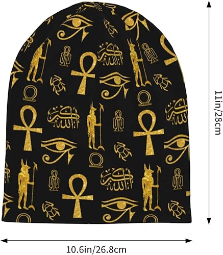 Miniatura 4 de Ankh - Gorro de punto cálido egipcio antiguo con diseño de calavera y cruz, gorro de punto holgado, regalo para hombres y mujeres