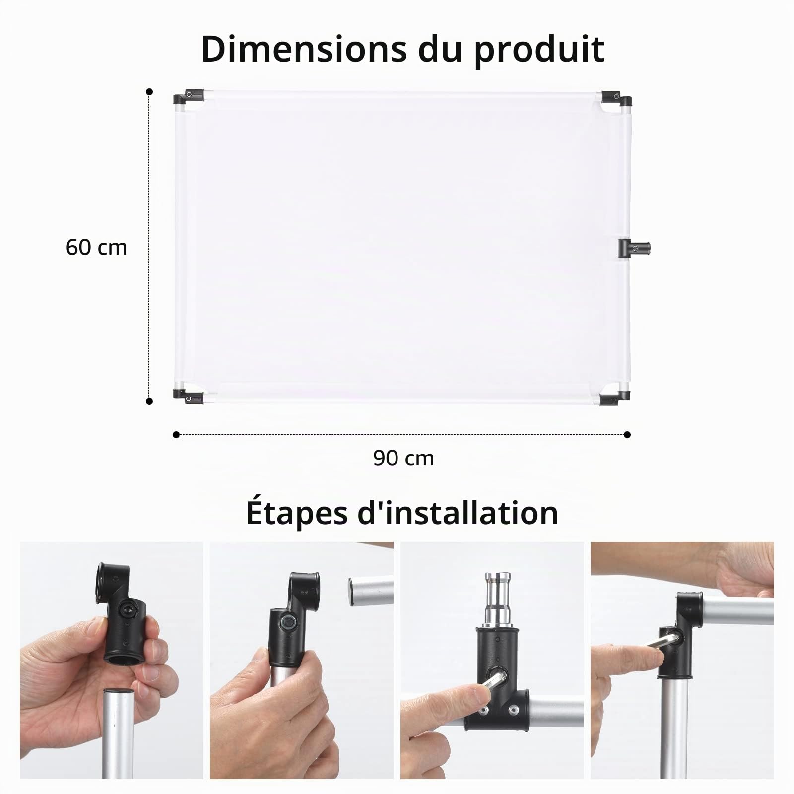 soonpho 60 x 90 cm - Réflecteur de lumière 5 en 1 - Portable et pliable - Avec poche - Translucide, argent, or, blanc et noir (60 x 90 cm)