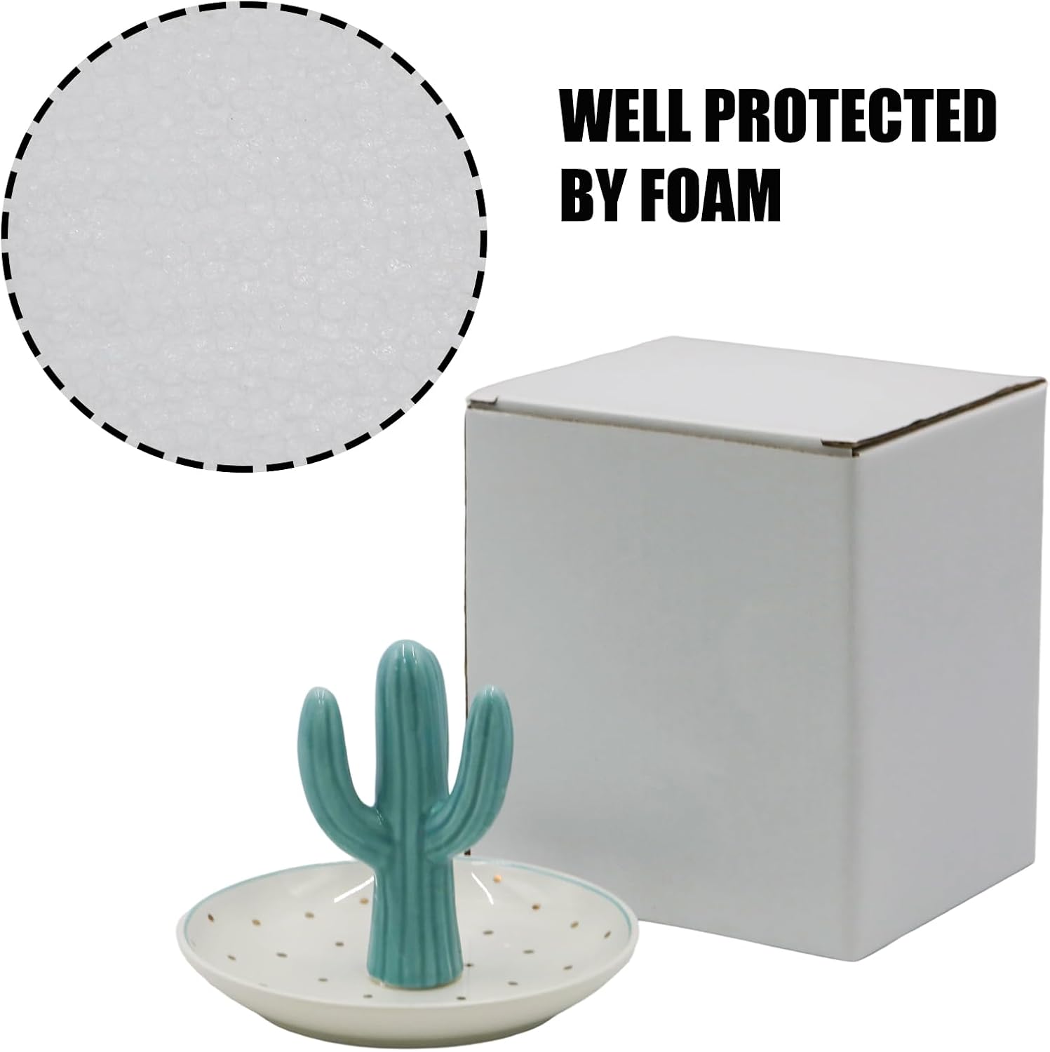 Cactus Ring Holder Dish Ceramic Cactus Jewelry Tray for Rings Earrings Necklace Organizer 4.3 Inch Cute Ceramic Gifts image 4