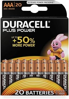 Duracell Plus Power Micro (AAA) Battery Alkaline Manganese 1.5 V Pack of 20