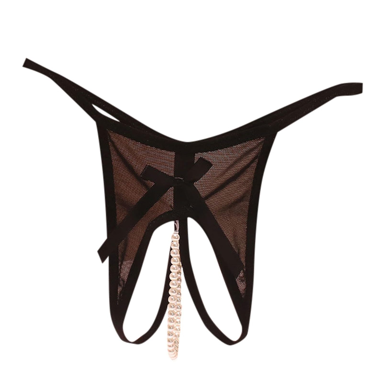 Sexy Thong Womens Inner Thread Pearl Hot Seductive Massage Transparent T Shirt Open Cut Womens plus Size Panties