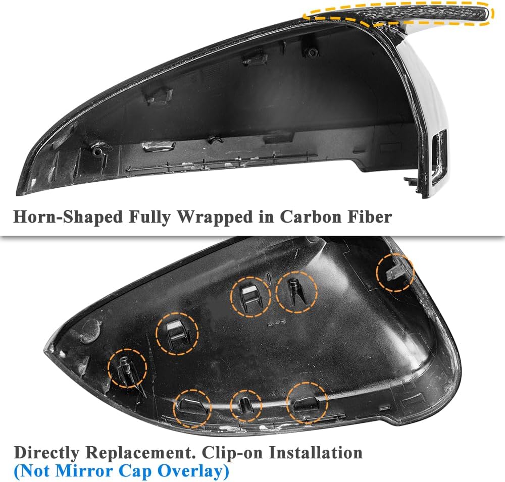 AeroBon Real Carbon Fiber Side Mirror Covers Compatible with 2017-2024 Audi A4 S4 (B9) Sedan With Lane Assist Mirror Caps