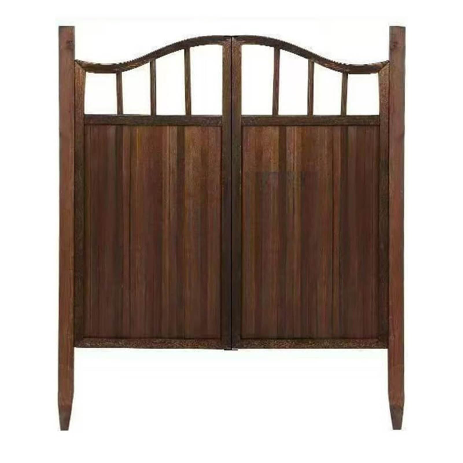 JFBLSD Outdoor Garden Gate, Freestanding Wood Fence Partition, Carbonised Vintage Wooden Doors for Home Yard Patio Deck, Arched Double Ddoor Fence Gate(120x142cm)