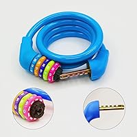 Vista 3 de Candados de bicicleta - Candado de cable reiniciable de 4 pies - Candado de bicicleta con combinación de 5 dígitos autoenrollable (azul)