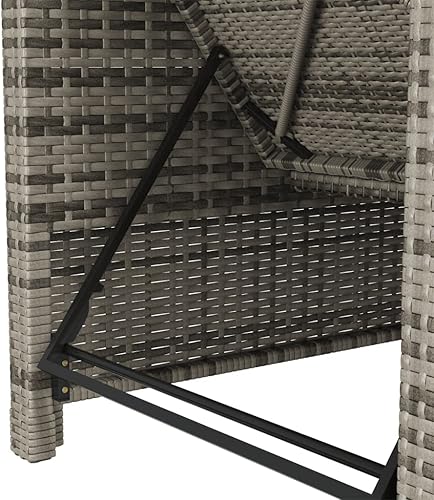 Miniatura 8 de QZZCED Tumbona con cojín gris oscuro de poliéster de ratán gris, tumbona, silla de descanso, tumbona de patio, para playa, piscina y patio