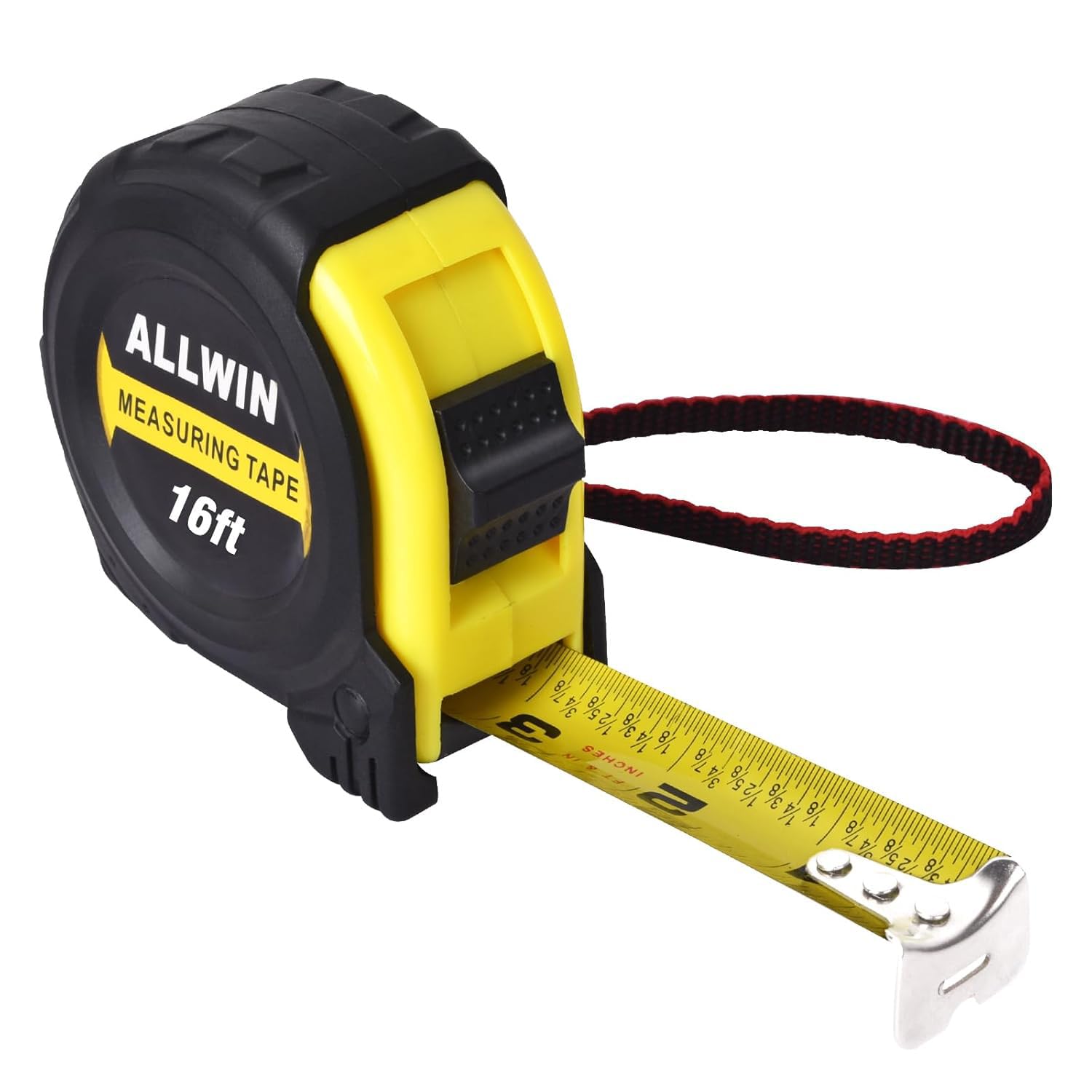 Photo 1 of 16ft Tape Measure with Fractions, 3/4" Wide Metal Blade, Compact & Easy Read Retractable Measuring Tape for Contractors, Carpenters, DIY - Rubberized Case & Belt Clip