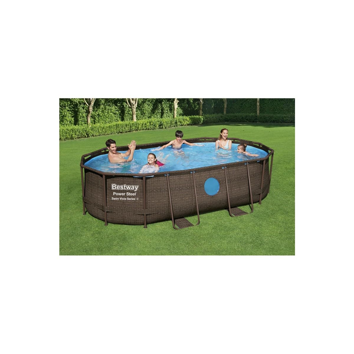 Piscina fuoriterra Ovale BESTWAY Power Steel Swim Vista Series con Oblò, Cm. 427x250x100, Capacita' 7.250 Litri
