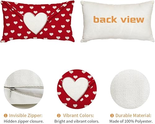 Miniatura 6 de AACORS AA083-12 - Funda de almohada lumbar para el día de San Valentín 12 x 20 pulgadas decoración envolvente de corazón de amor decoración de casa