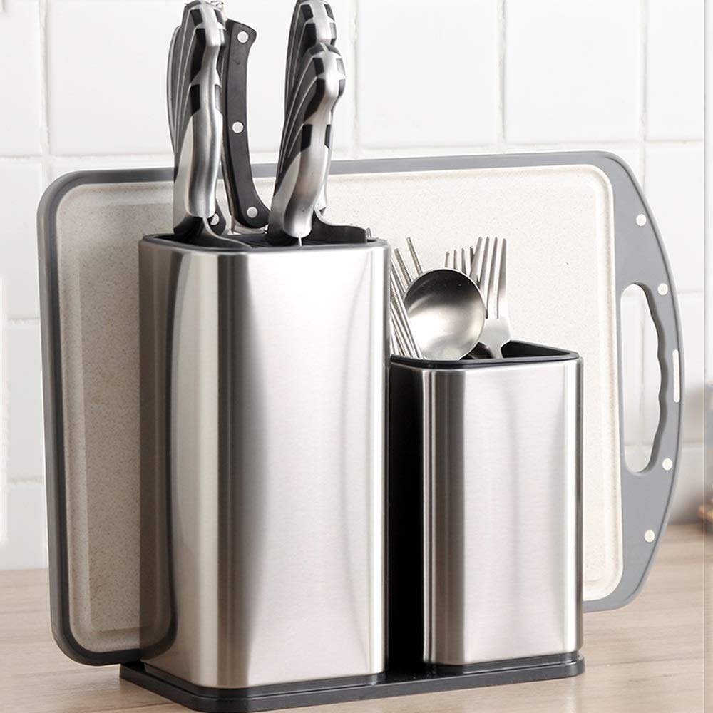 Nff Portacuchillas, Almacenaje De La Cocina De Acero Inoxidable Cuchillo Universal, Tenedor, Cuchillo Y Palillos Bastidor Integrado Fácil De Limpiar 11,2 × 11,2 × 23.6cm (Size : 22.5×10×23.6cm)