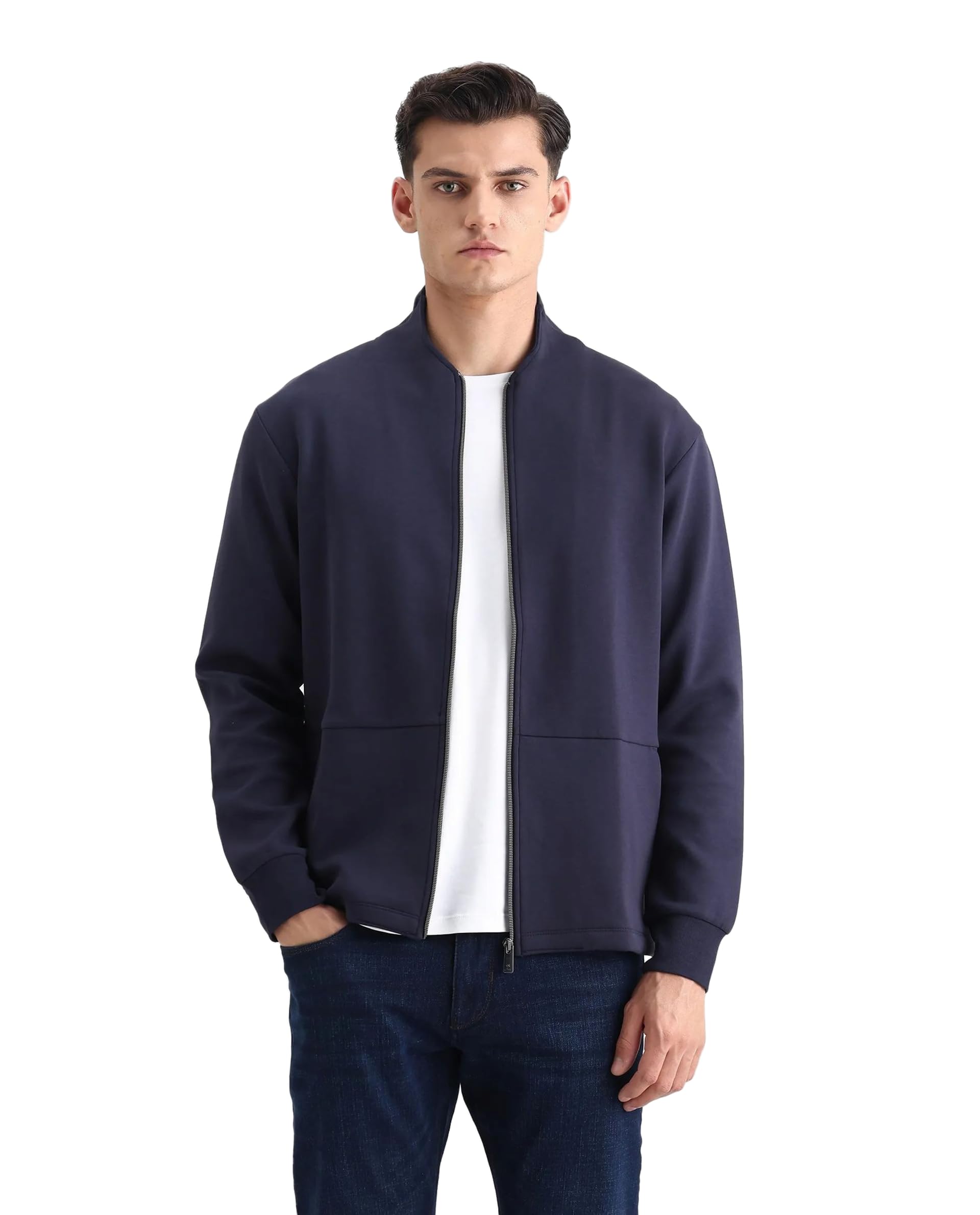 rare rabbit Men's Kemo Regular Straight Solid Cotton Blend Mock Neck Sweatshirt-picture-24
