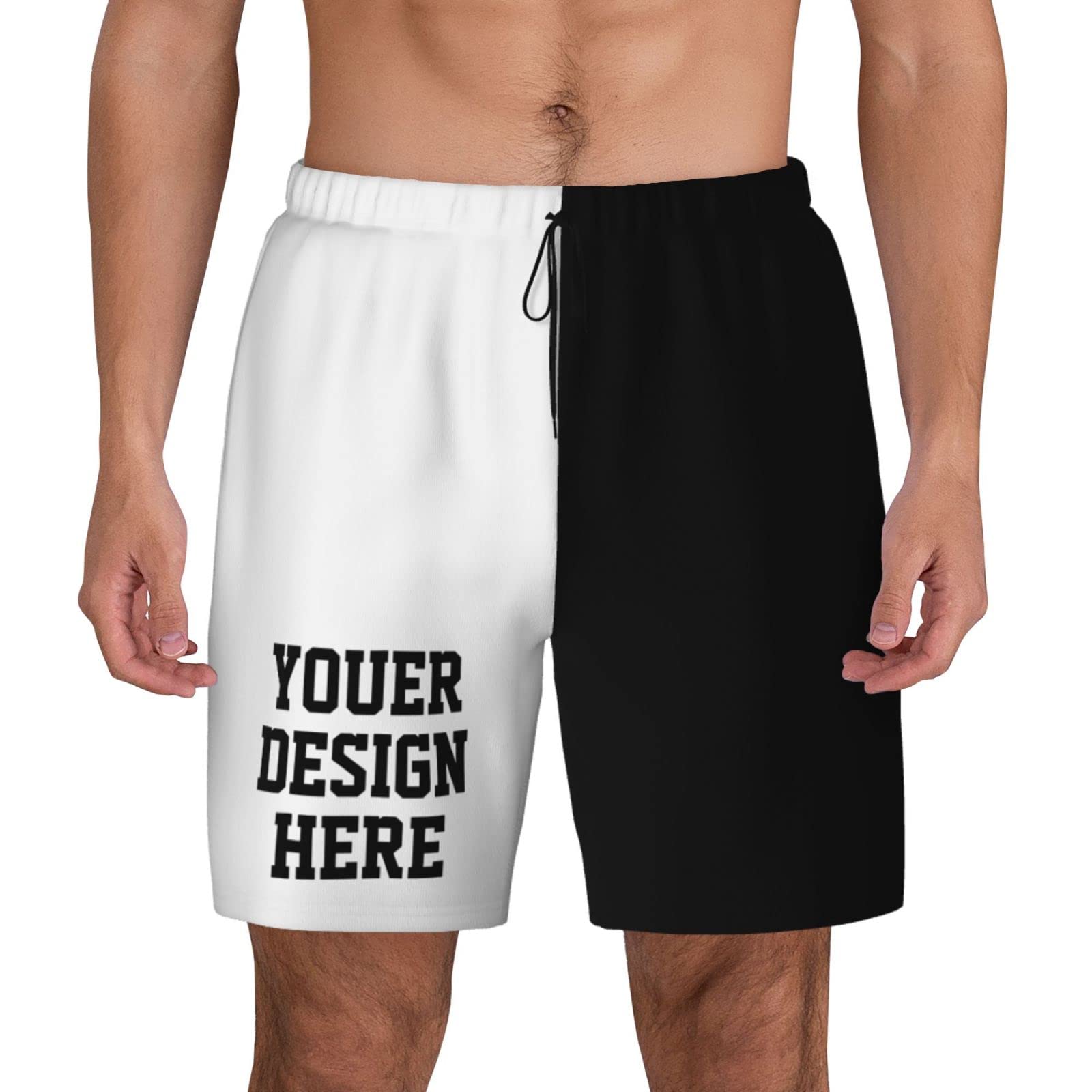 Custom Swim Trunks Design Your Own Add Your Picture Name Logo Text Black White Swim Trunk X-Large