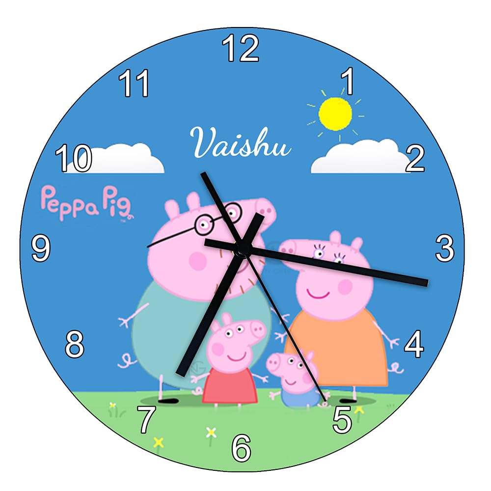 Nifty Gifty Personalized Kids Name Wall Clock – Custom Cartoon Theme Wall Clock with Name | Customized Birthday Gift for Kids, Return Gifts | Home Bedroom Kid's Room Décor (8x8 Inch)-image-16
