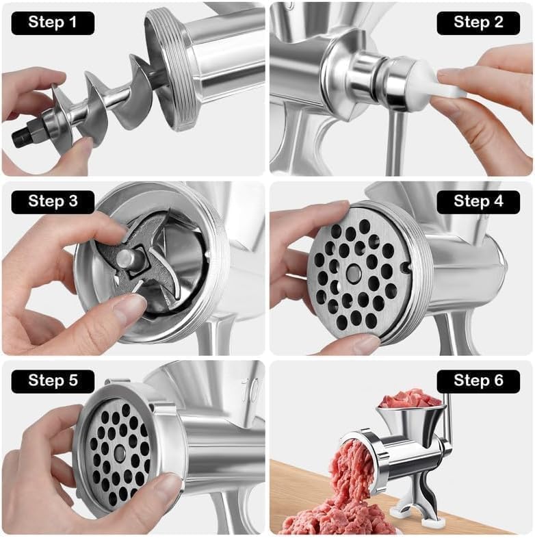 Meat Grinder Manual Mincer - Manual Meat Grinder Sausage Maker Table Mount Pork Mincer Sausage Stuffer Funnel Make Homemade Burger Patties Hand Operated Kitchen Tool16